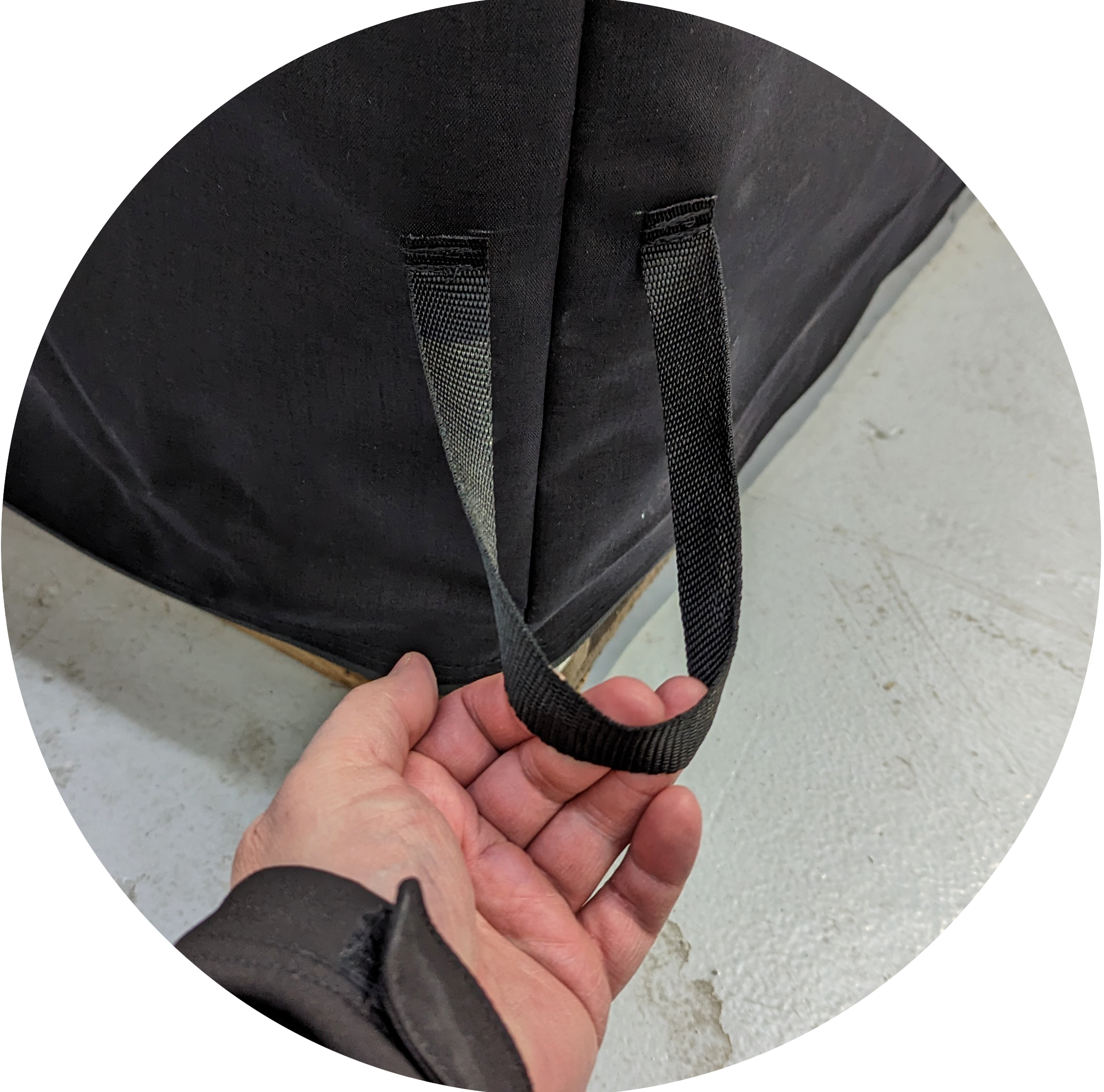 Secure cover loop handle in circle